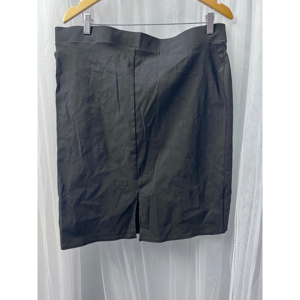 89th + Madison Womens XL Black Belted Pencil Skirt Stretch Knee Length 110012010
